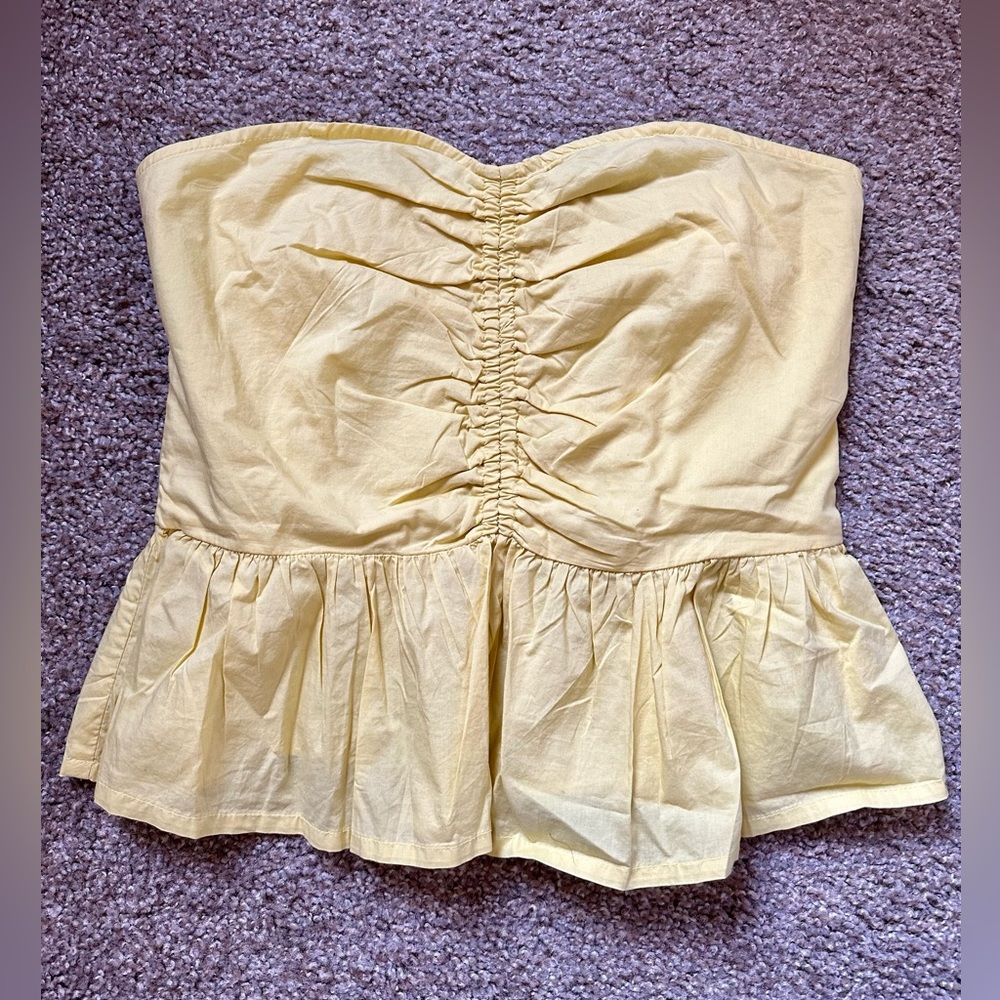 Anthropologie Maeve Stephanie Peplum Tank in Pastel Yellow - Women's Size 8